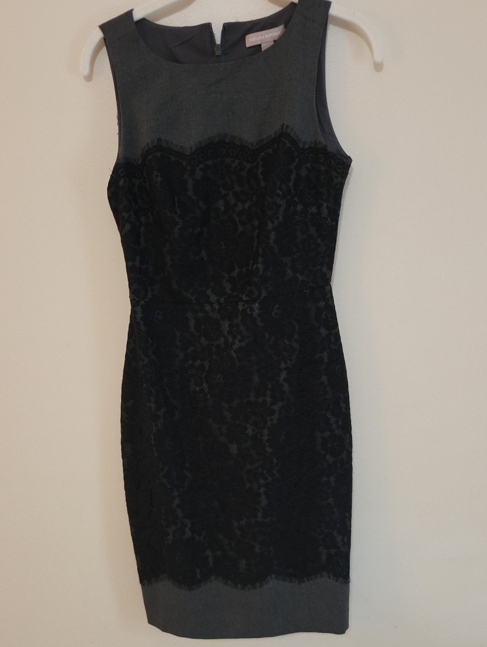 Banana Republic Black Lace Overlay Midi Sheath Dress